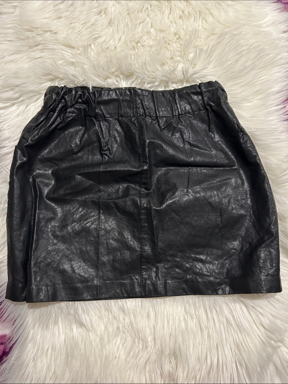 Zara Black Faux Leather Paperbag Mini Skirt with Pockets - Picture 3 of 3